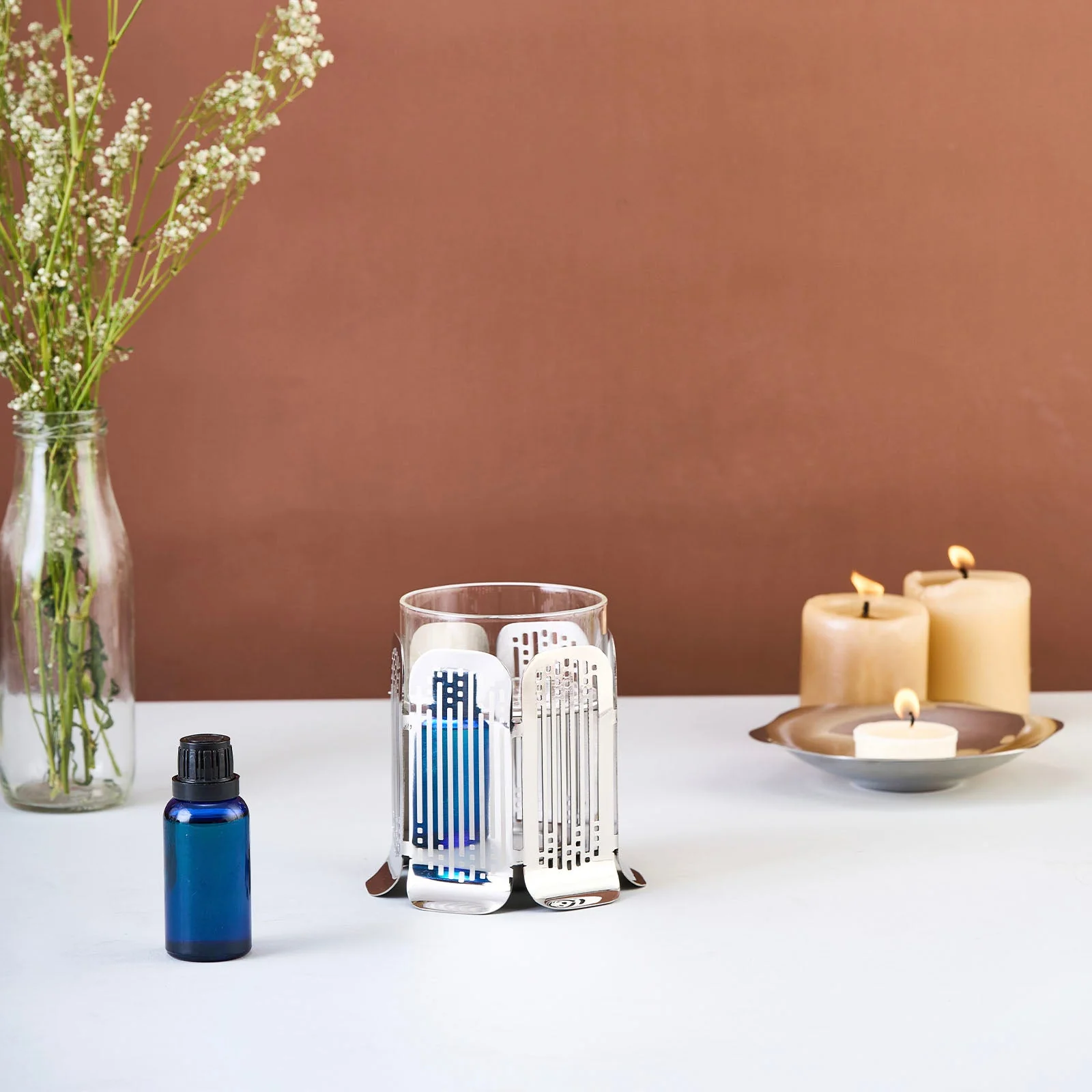 Art Deco T-light cum Aroma Diffusor SS - Image 2