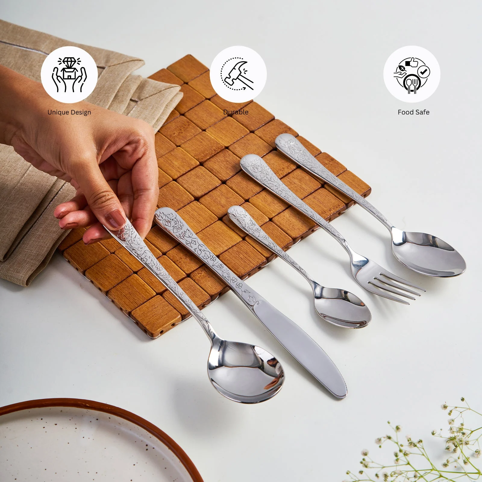 Rose Quartz Cutlery | Set of 30 - Image 3