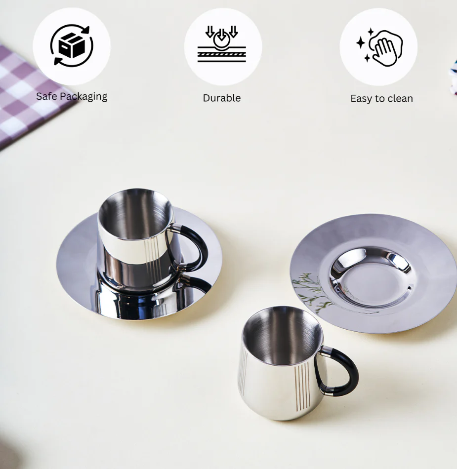 Deco Cup & Saucer | Luxury Cup Set of 2 - Image 4