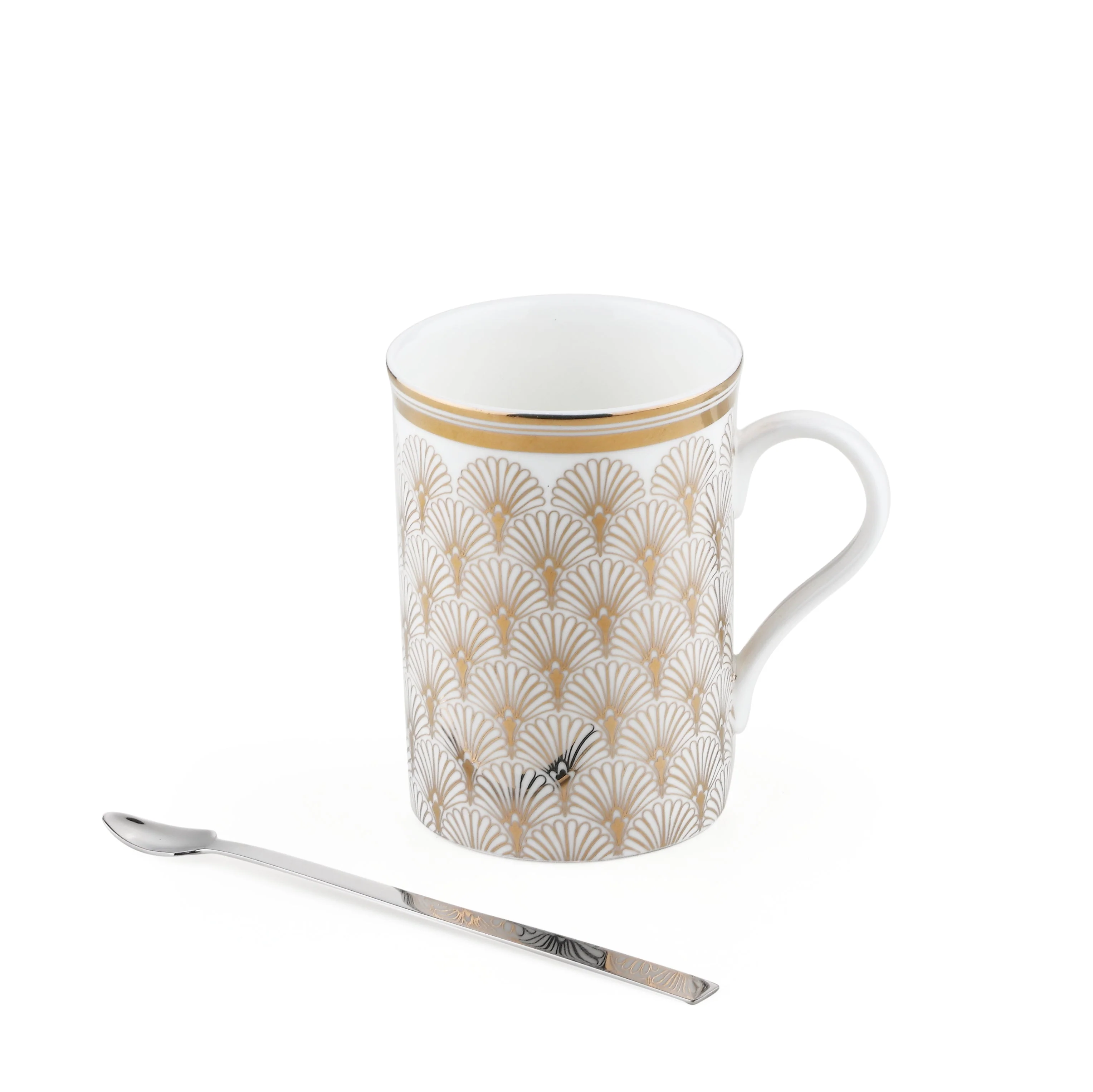 Deco Gold Mug with Stirrer | Set of 2 - Image 3
