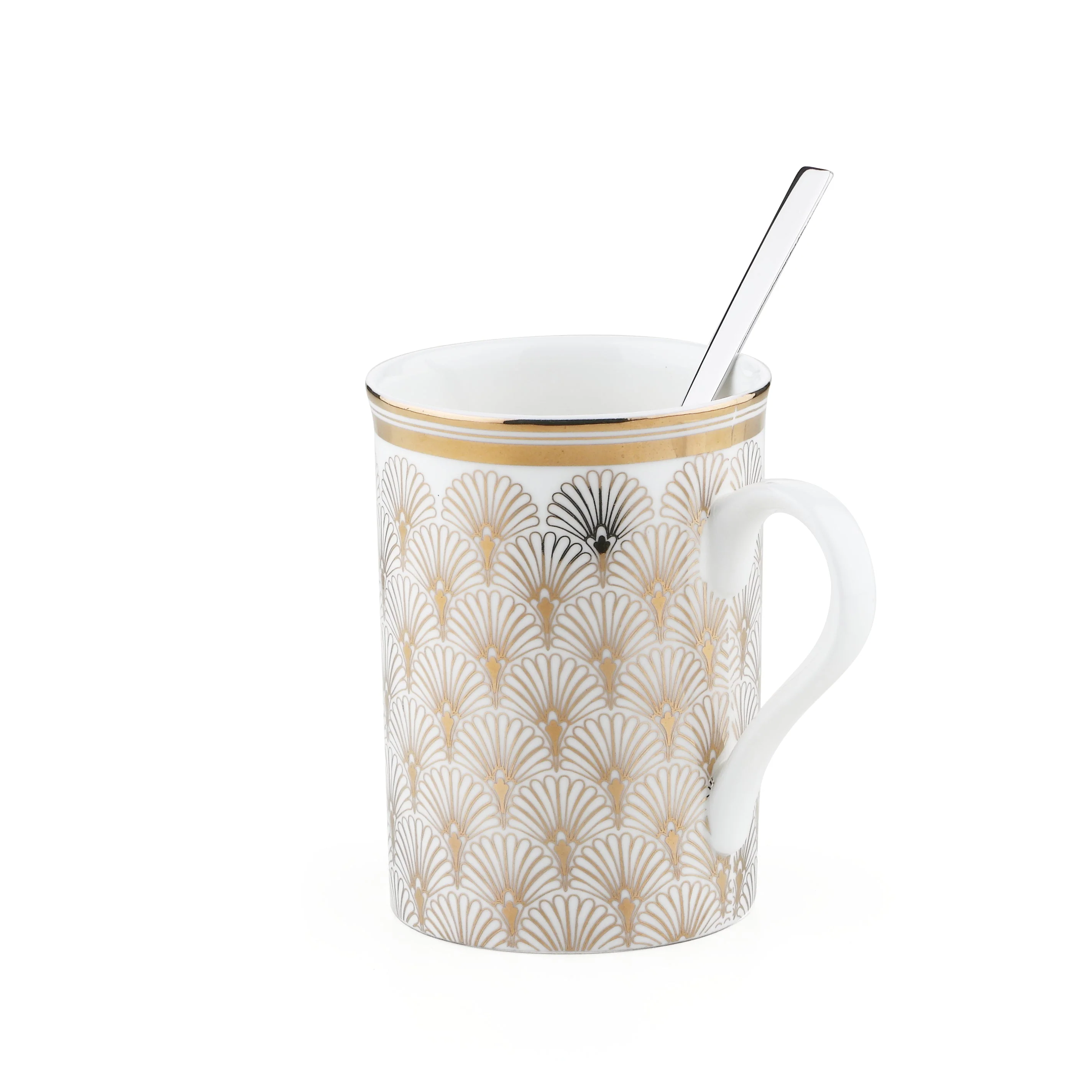 Deco Gold Mug with Stirrer | Set of 2 - Image 5
