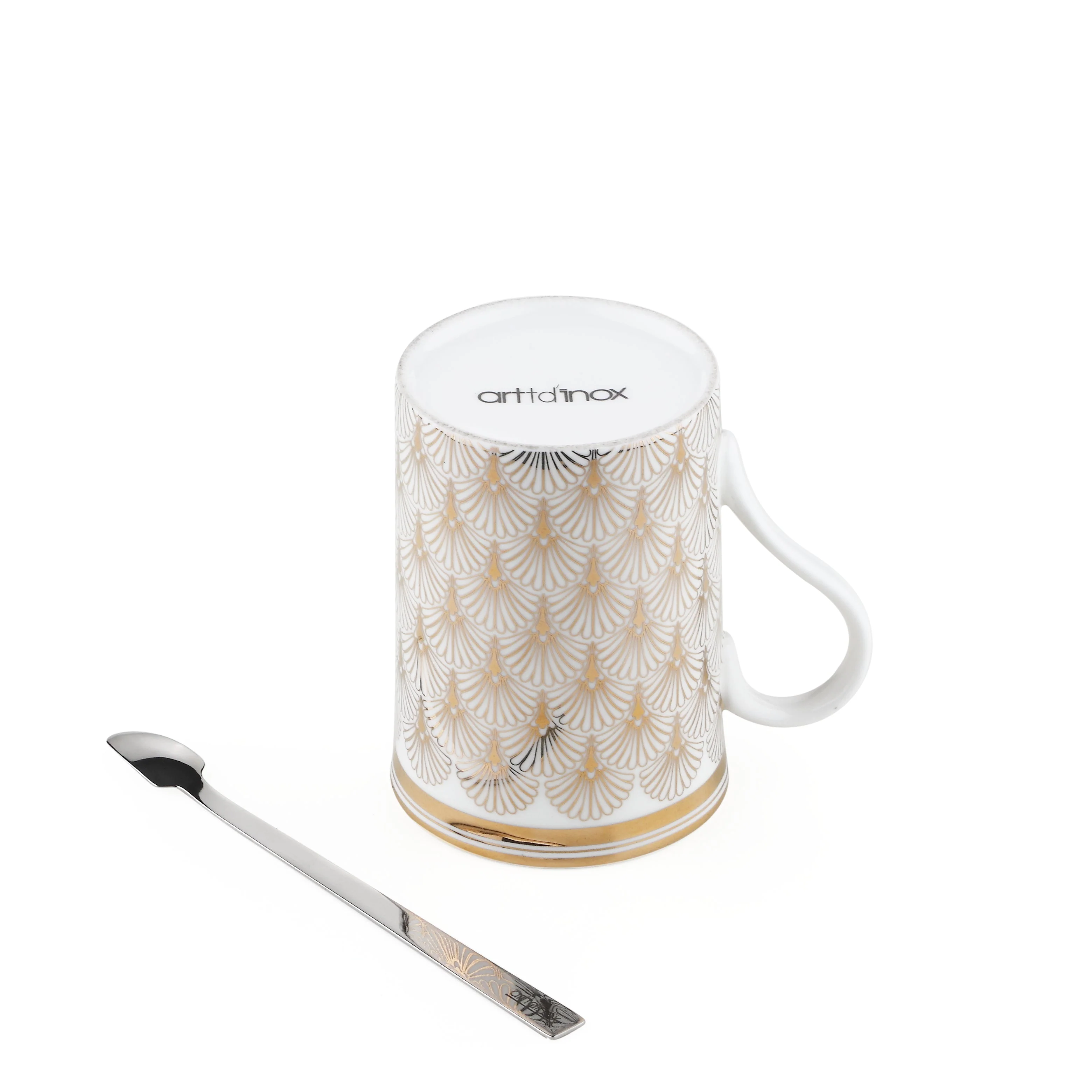 Deco Gold Mug with Stirrer | Set of 2 - Image 6