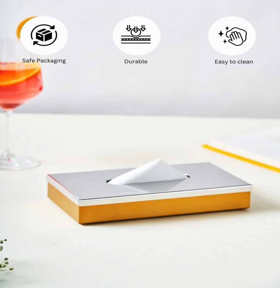 Deco Gold Premium Tissue Box – Stainless Steel - Image 3