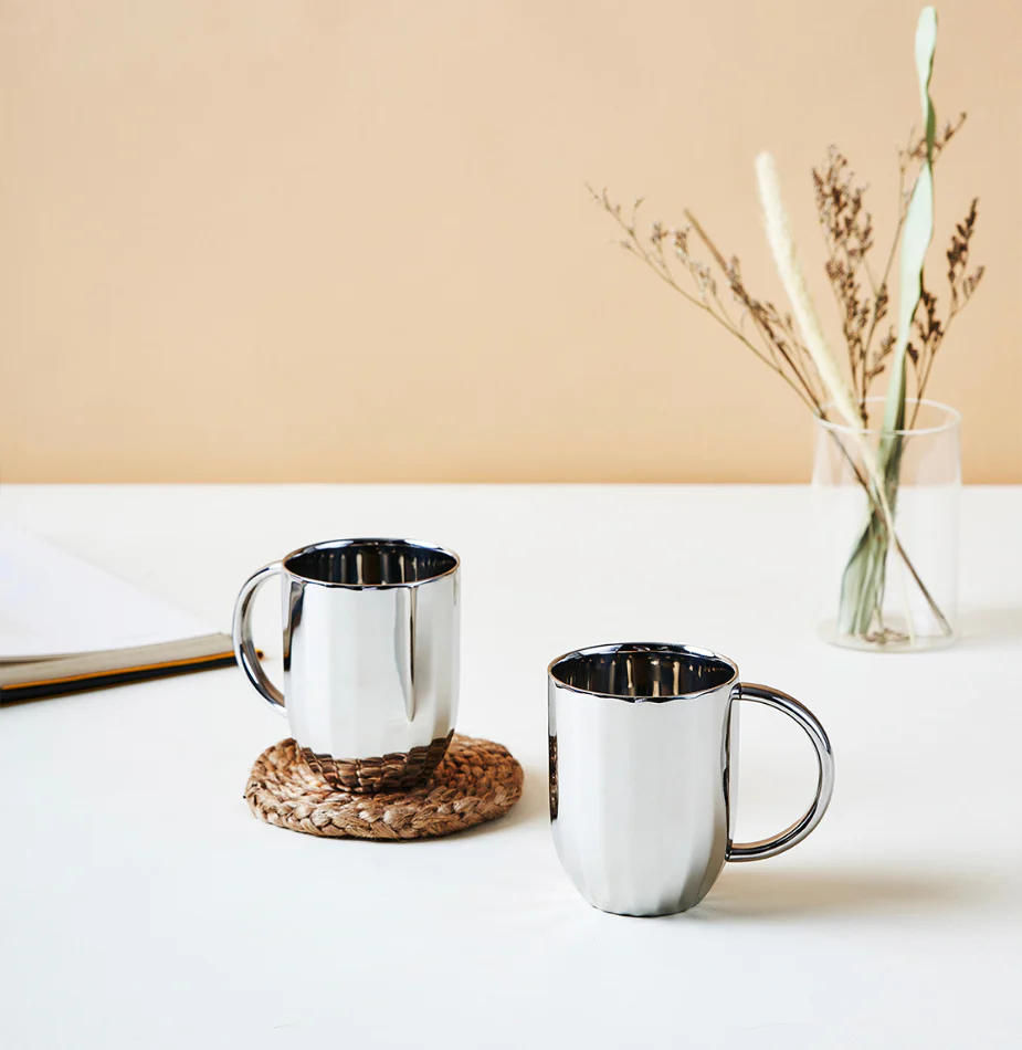 Dome Luxury Stainless Steel Coffee Mugs | Set of 2 - Image 3