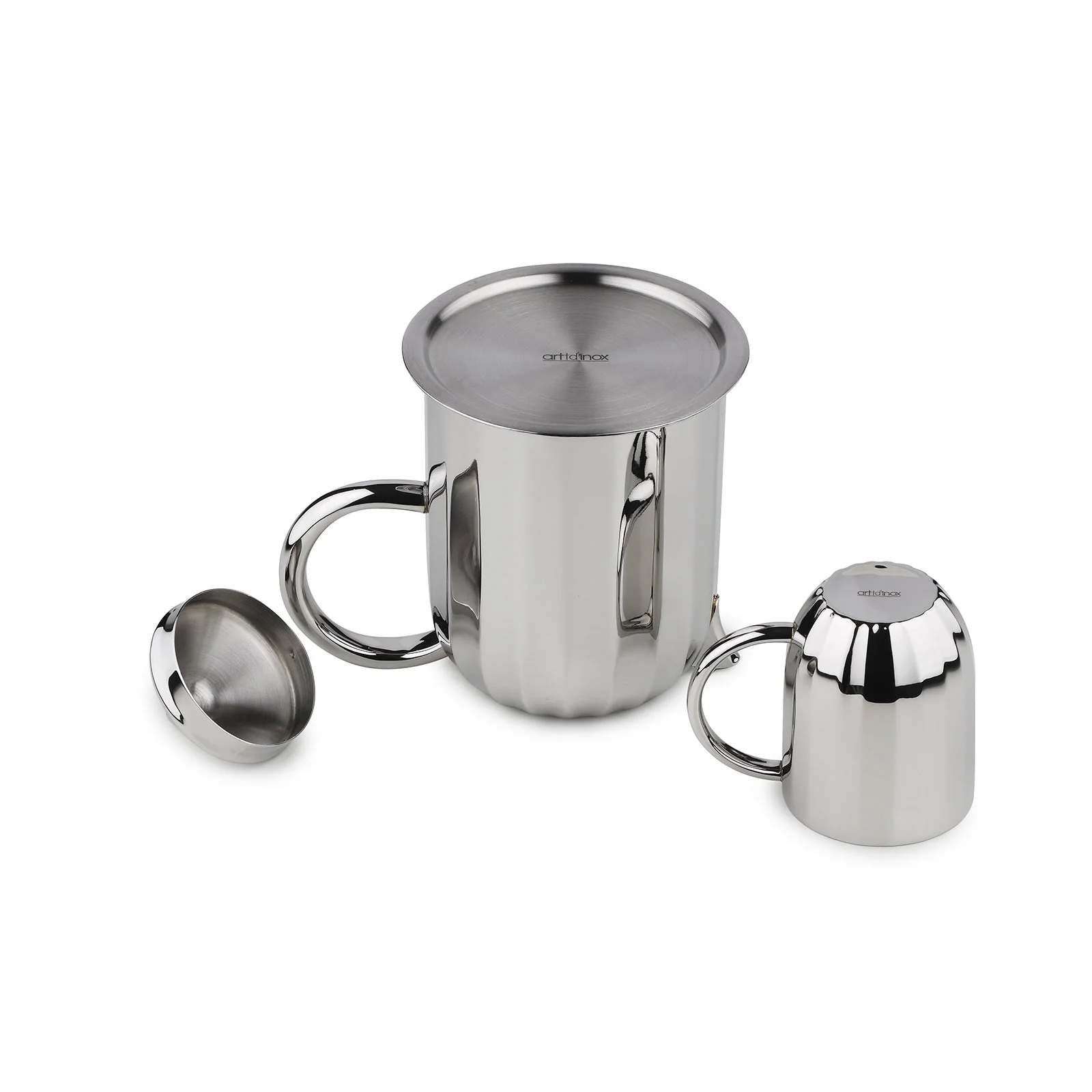Luxury Dome Stainless Steel Coffee Mug & Pot Set - Image 4