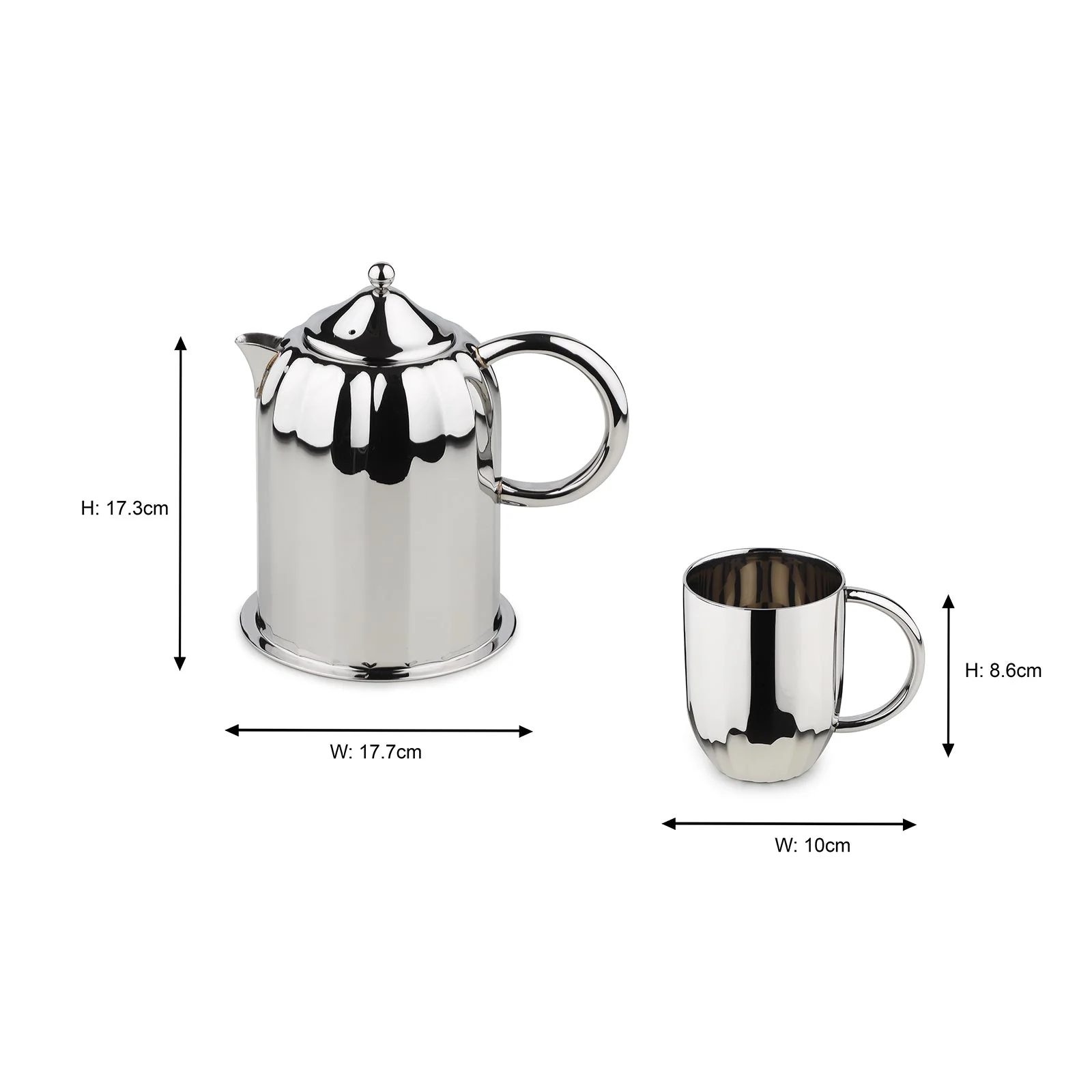 Luxury Dome Stainless Steel Coffee Mug & Pot Set - Image 5