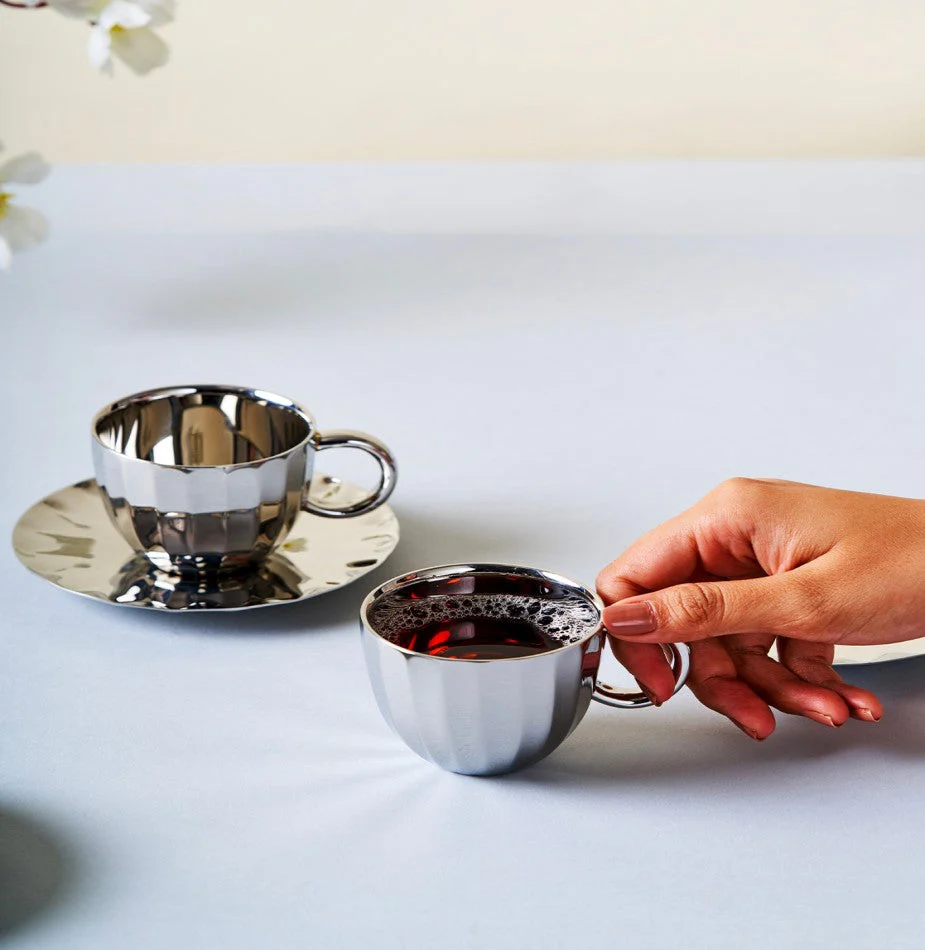 Dome Cup & Saucer | Luxury Cup Set of 2 - Image 3