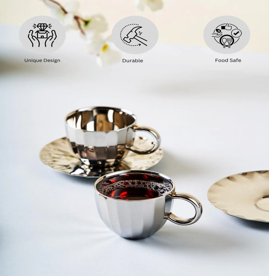Dome Cup & Saucer | Luxury Cup Set of 2 - Image 4
