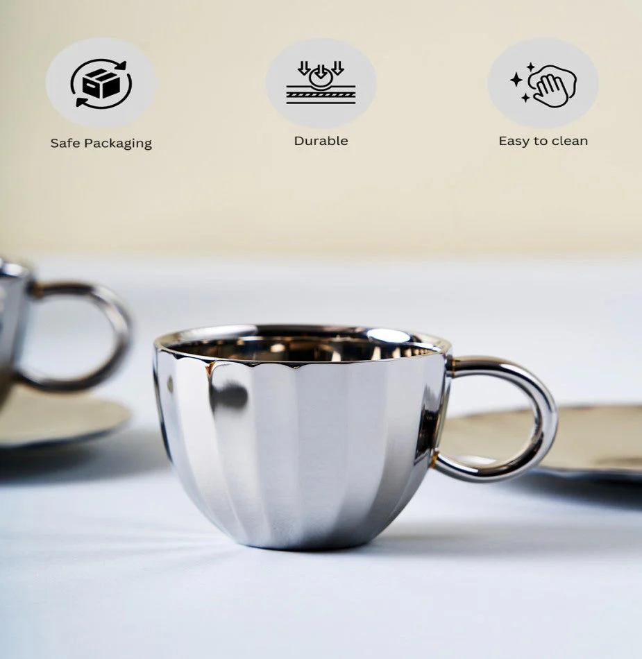 Dome Cup & Saucer | Luxury Cup Set of 2 - Image 7