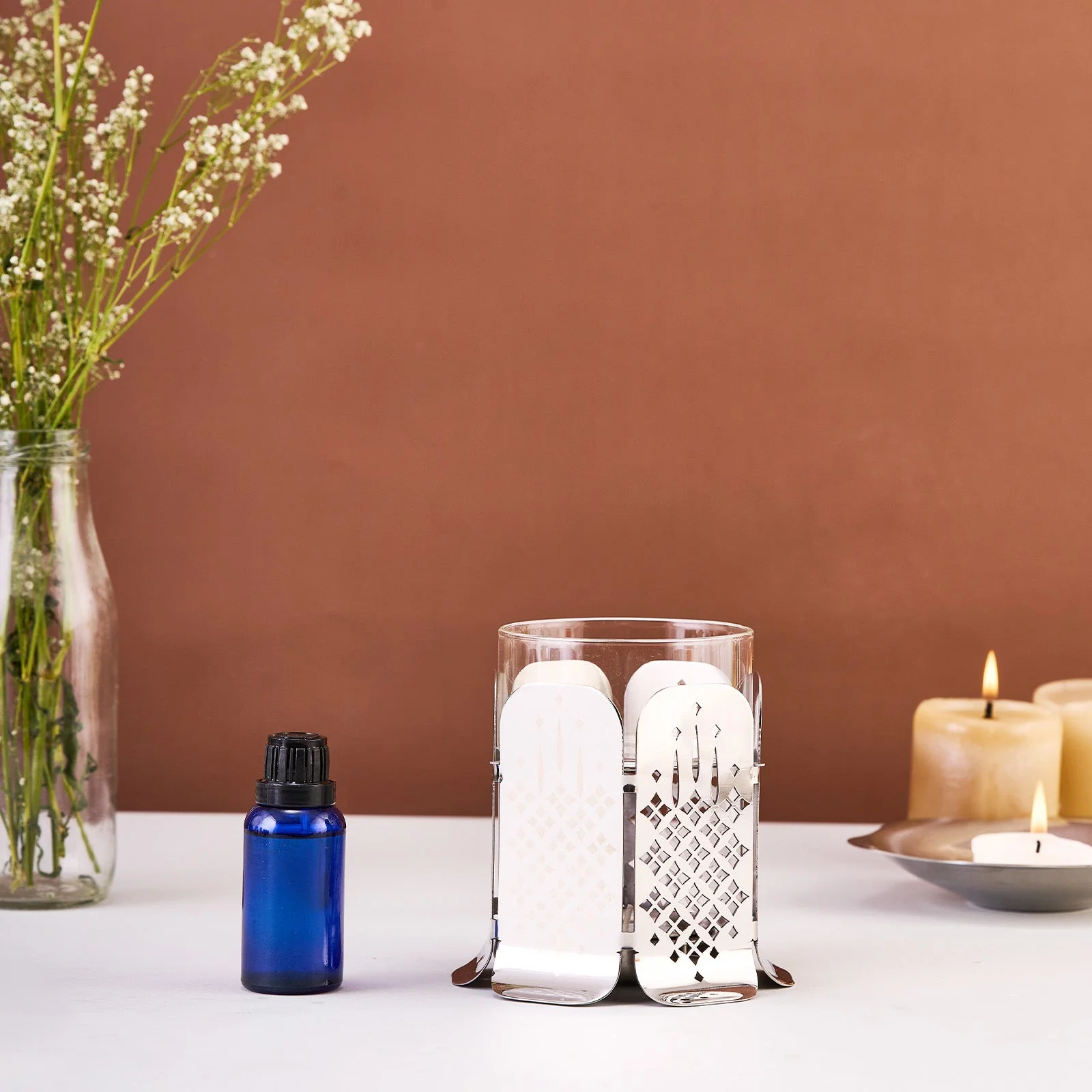 Flower T-light cum Aroma Diffusor SS - Image 2