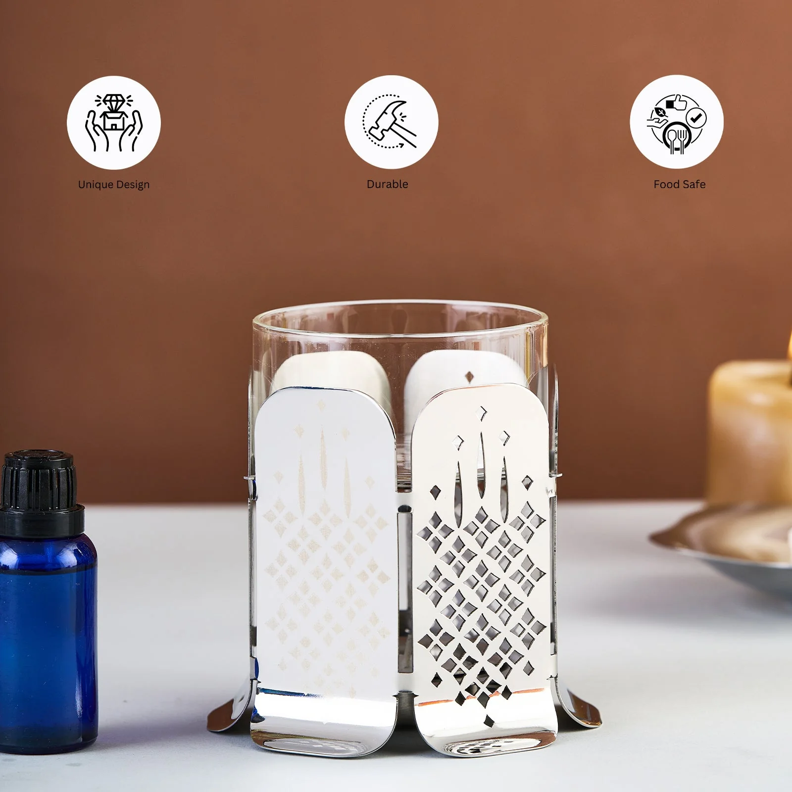Flower T-light cum Aroma Diffusor SS - Image 5