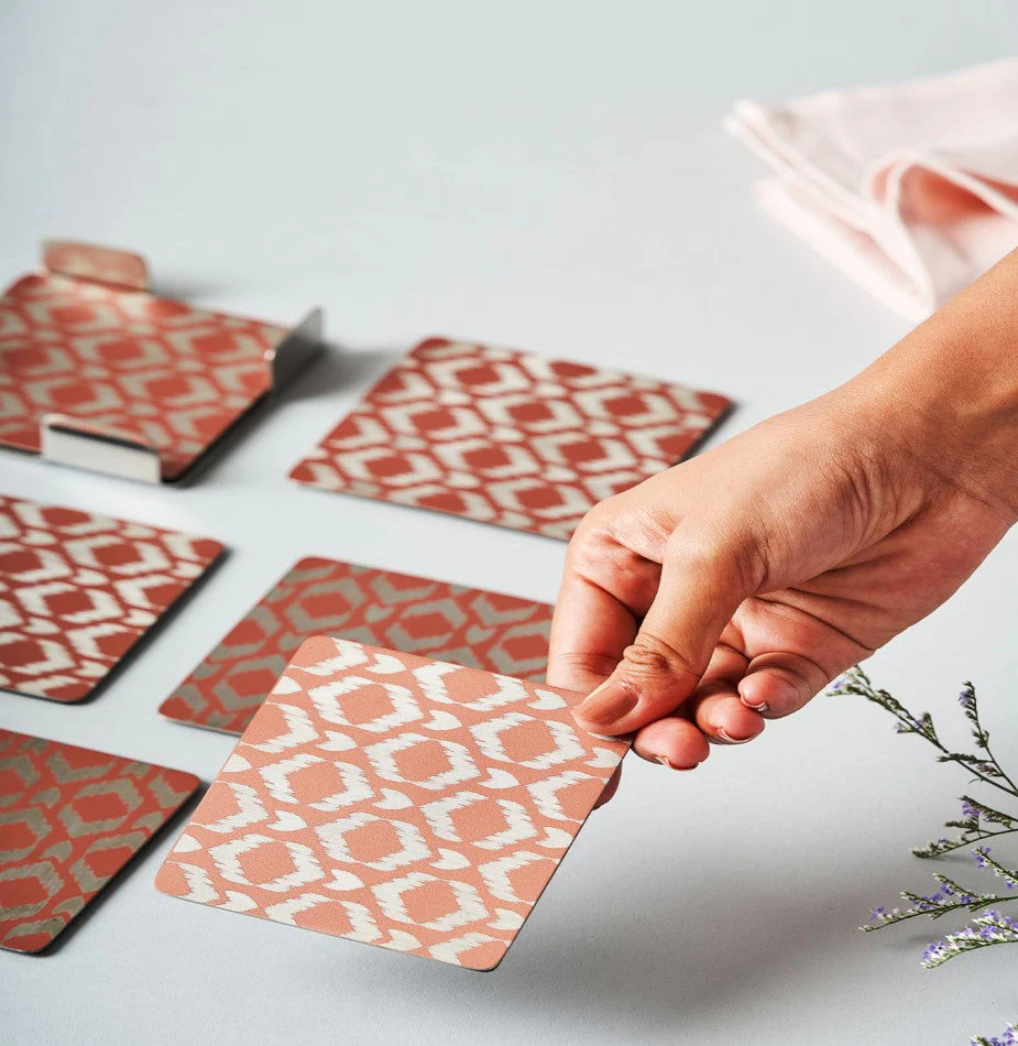 Ikat Coaster Pink | Set of 6 - Image 12