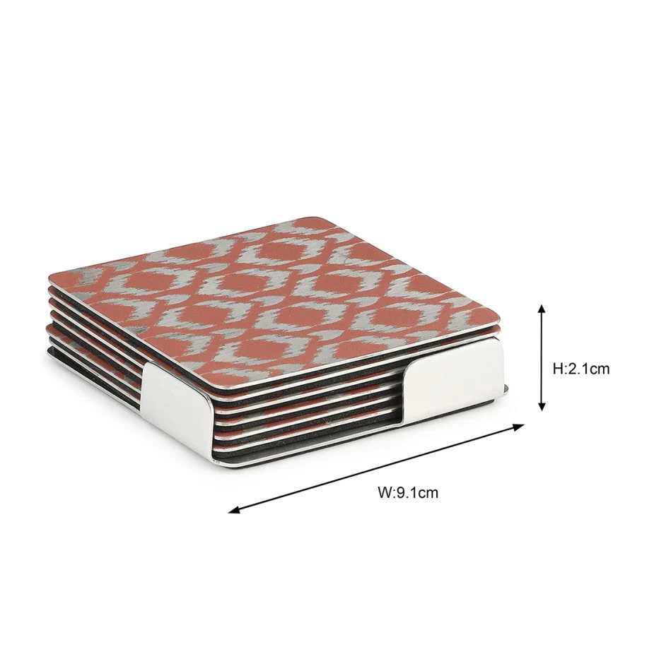 Ikat Coaster Pink | Set of 6 - Image 4