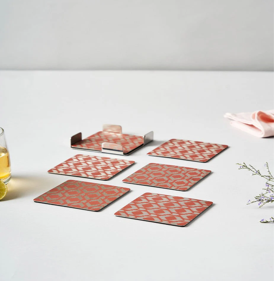 Ikat Coaster Pink | Set of 6 - Image 5