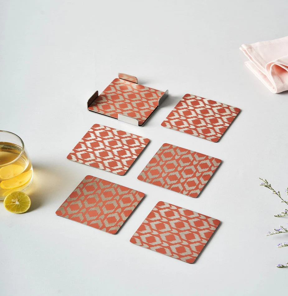 Ikat Coaster Pink | Set of 6 - Image 9