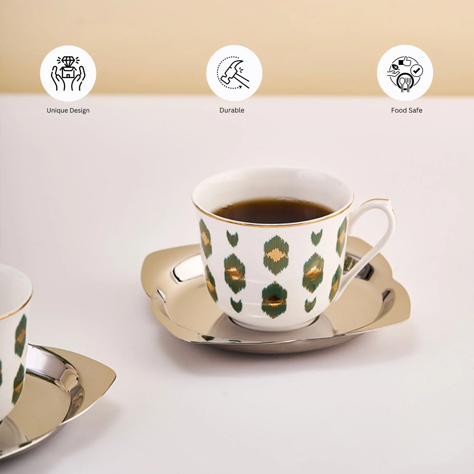 Ikat Cup and Saucer | Set of 2 - Image 5