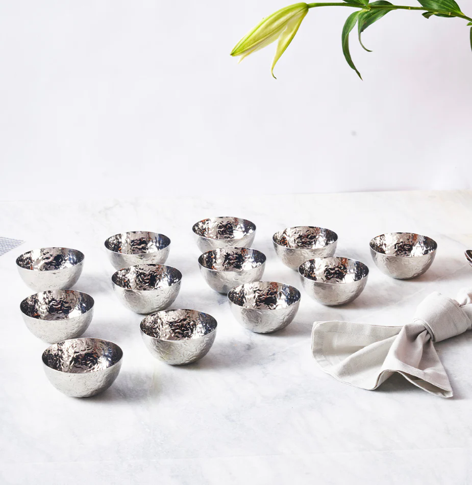 Rose Quartz Stainless Steel Katori | Set of 12 - Image 2