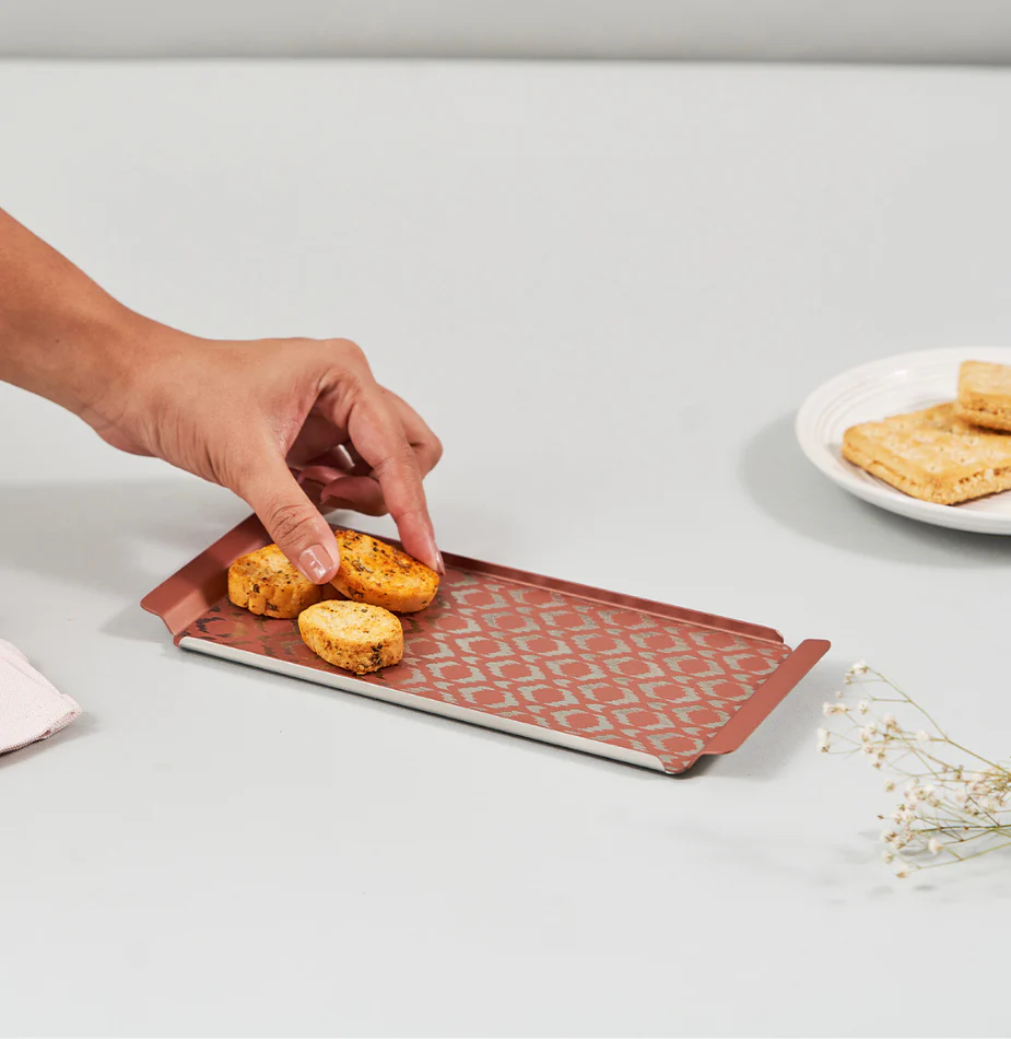 Pink Ikat Designer Serving Tray – Small & Stylish - Image 3