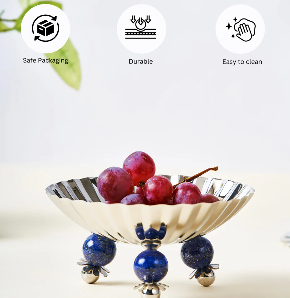 Poppy Nut Bowl with Lapiz Lazuli Stone - Image 7