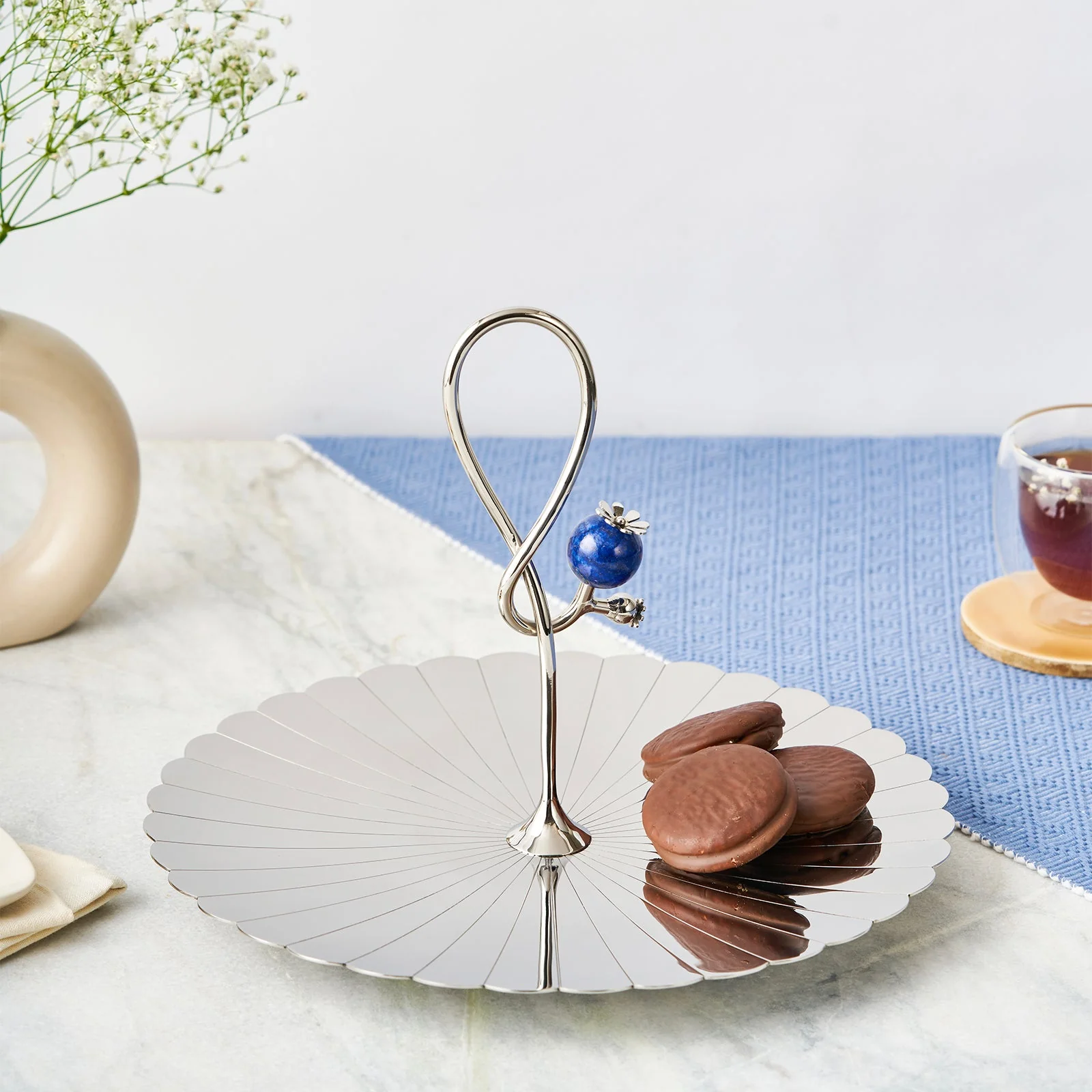 Poppy Pole Platter with Lapiz Lazuli Stone | Medium - Image 4
