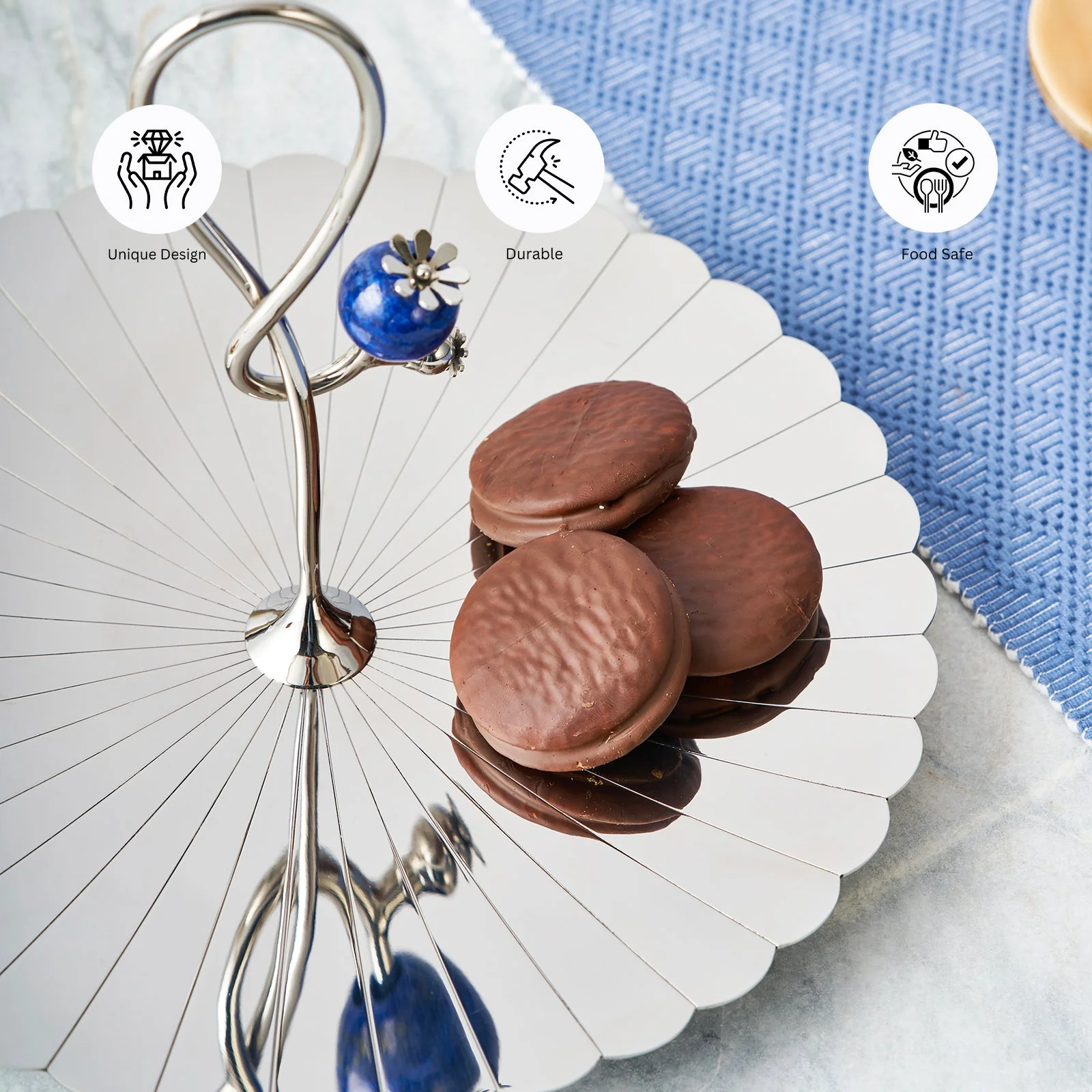 Poppy Pole Platter with Lapiz Lazuli Stone | Medium - Image 6