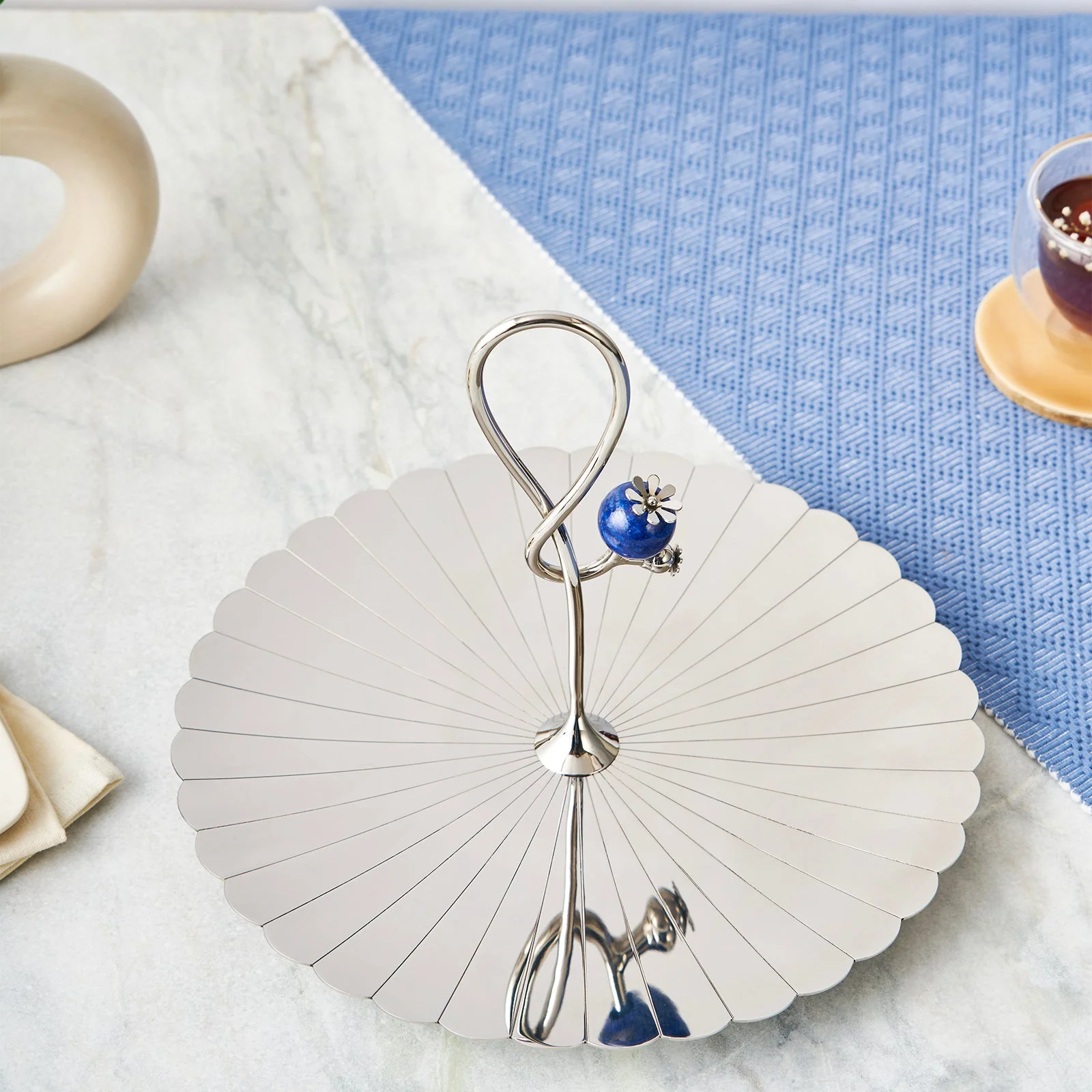 Poppy Pole Platter with Lapiz Lazuli Stone | Medium - Image 8