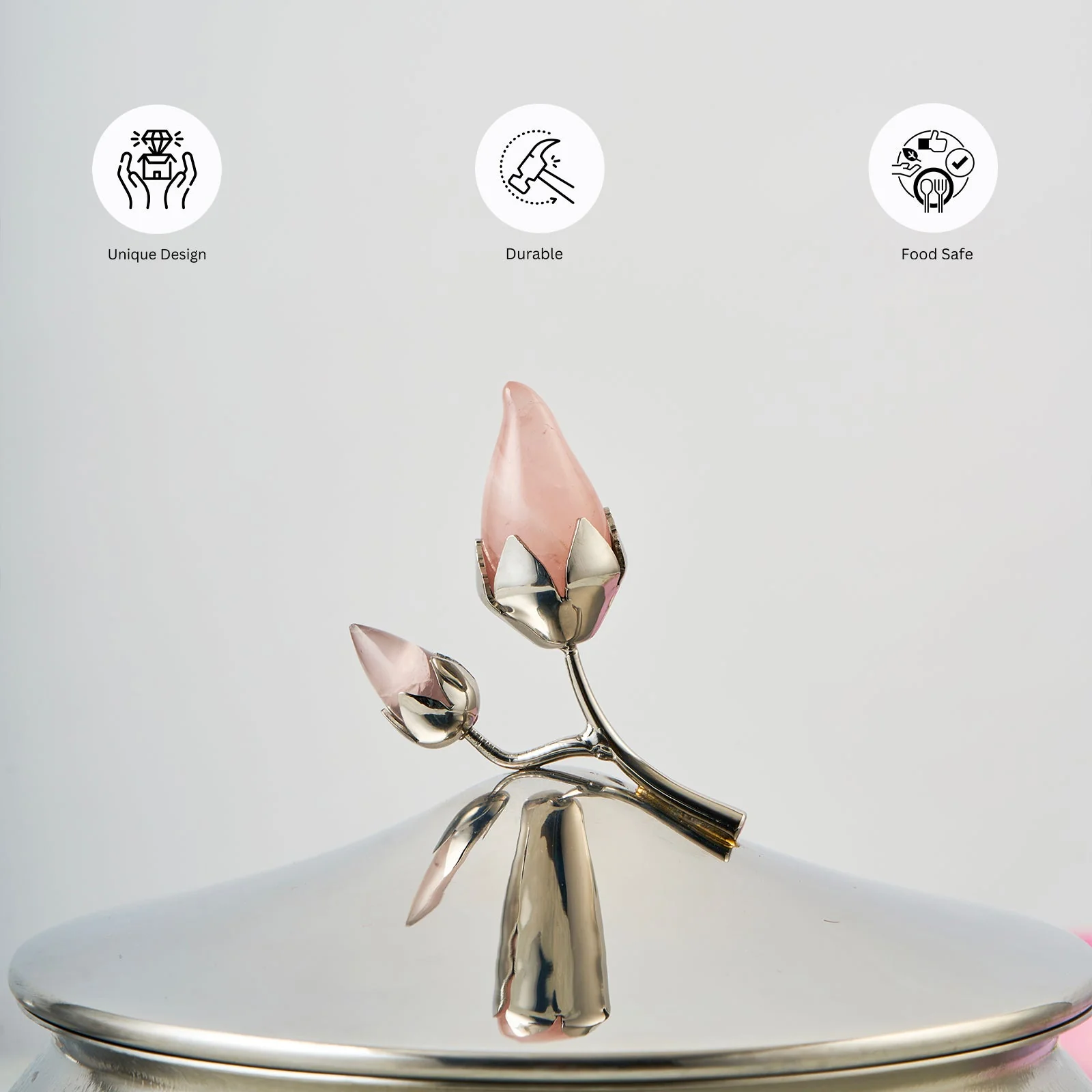 Rose Quartz Textured Serving Bowl with Lid | Medium - Image 3