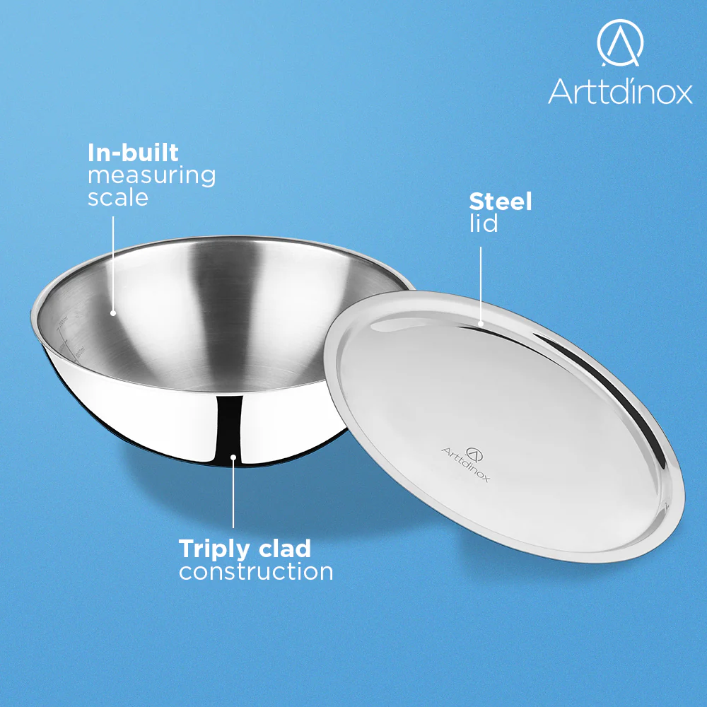 Stainless Steel Triply Tasla with Lid - Image 3