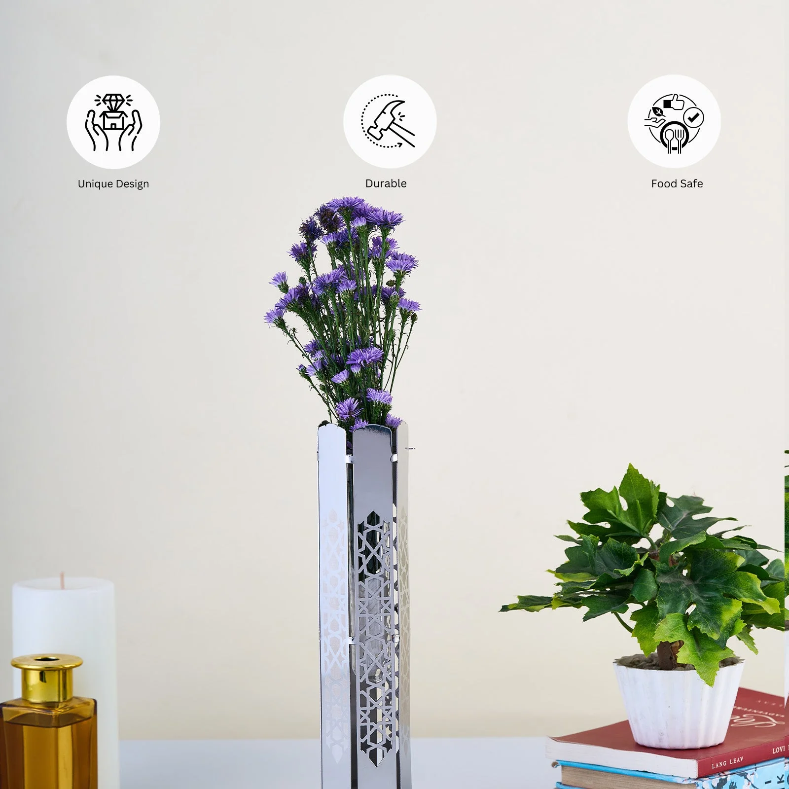 Tessellation Candle Stand Cum Bud Vase SS - Image 4